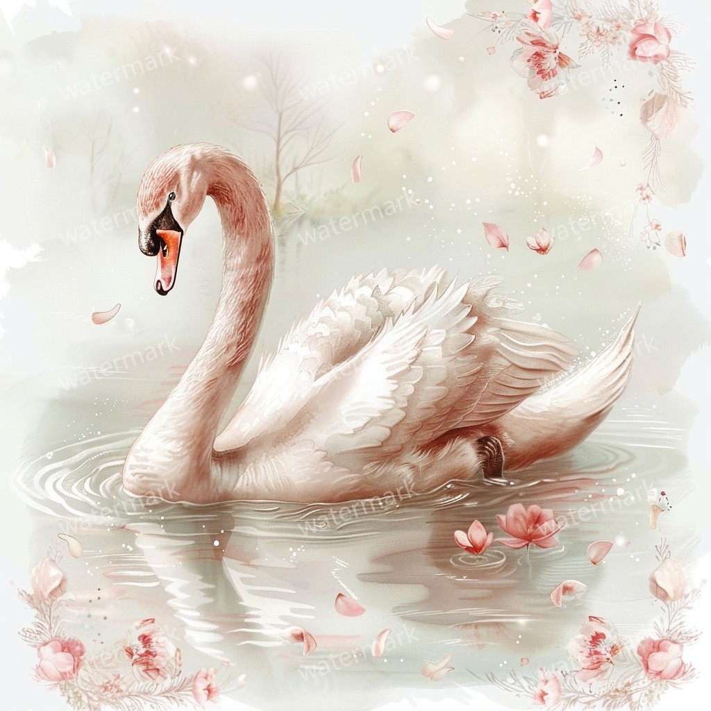 【商用利用可】白鳥(水彩スワン)クリップアート20点セット|高解像度JPG|印刷OK・コラージュ・ジャンクジャーナル素材|即ダウンロード