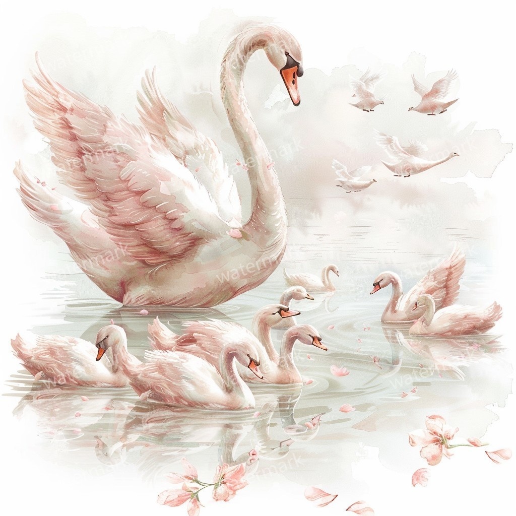 【商用利用可】白鳥(水彩スワン)クリップアート20点セット|高解像度JPG|印刷OK・コラージュ・ジャンクジャーナル素材|即ダウンロード