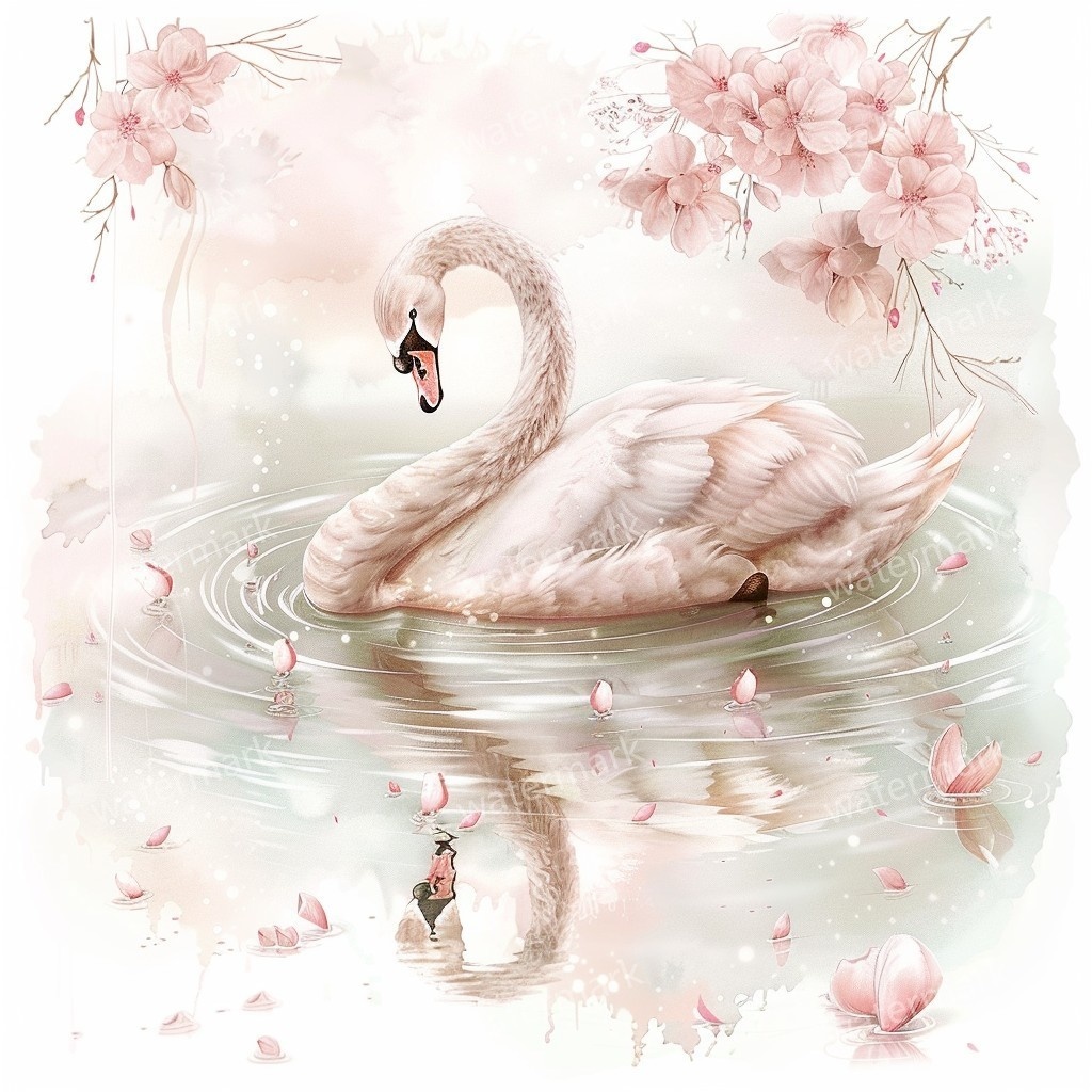 【商用利用可】白鳥(水彩スワン)クリップアート20点セット|高解像度JPG|印刷OK・コラージュ・ジャンクジャーナル素材|即ダウンロード