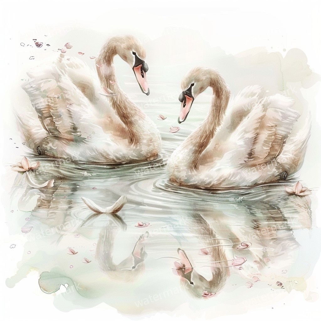 【商用利用可】白鳥(水彩スワン)クリップアート20点セット|高解像度JPG|印刷OK・コラージュ・ジャンクジャーナル素材|即ダウンロード