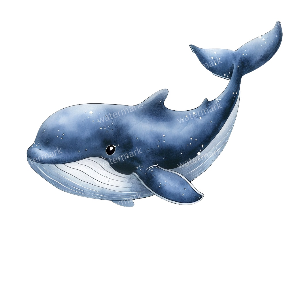 【商用利用可】クジラ(水彩ホエール)クリップアート20点セット|高解像度・透過PNG|印刷OK・コラージュ・ジャンクジャーナル素材|即ダウンロード