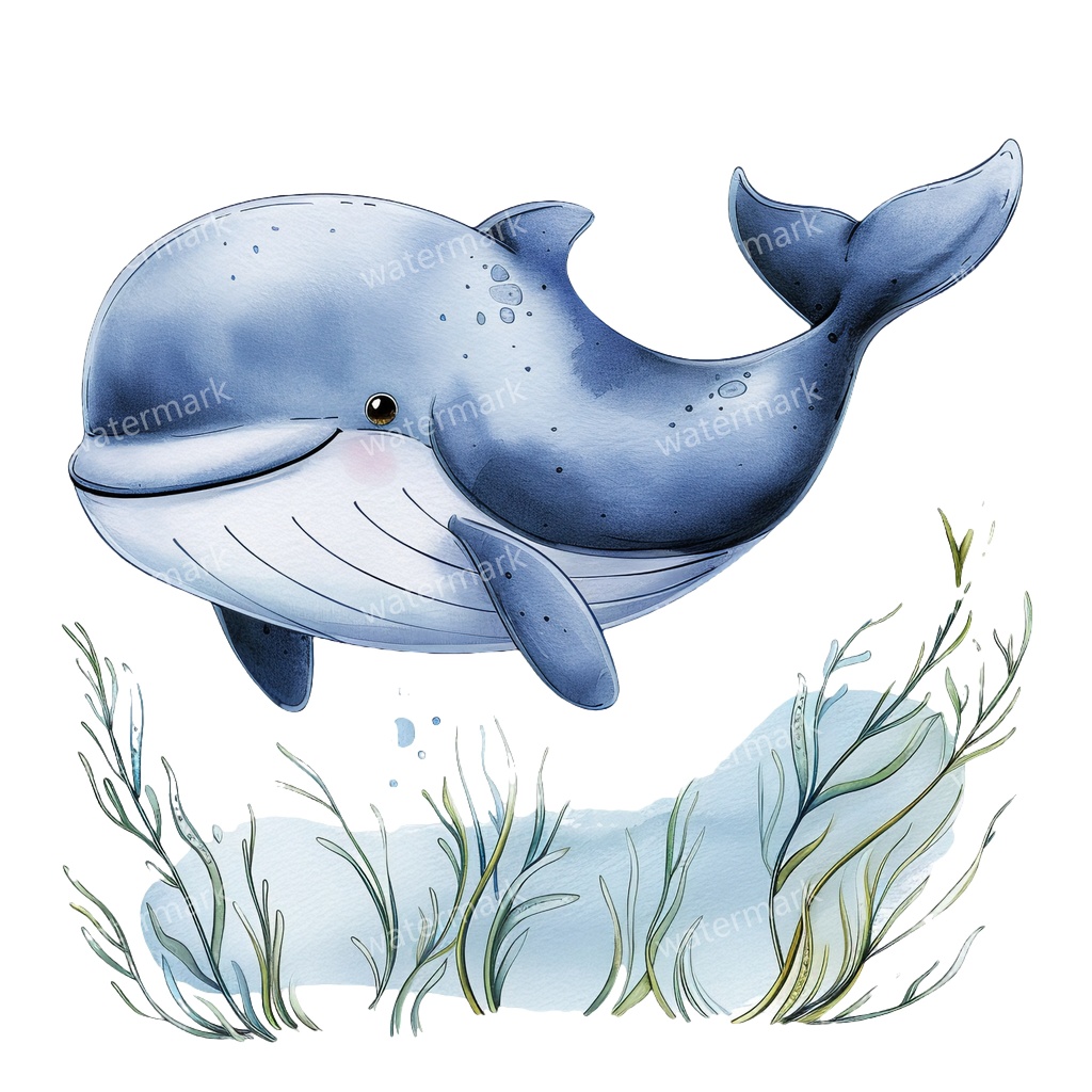 【商用利用可】クジラ(水彩ホエール)クリップアート20点セット|高解像度・透過PNG|印刷OK・コラージュ・ジャンクジャーナル素材|即ダウンロード