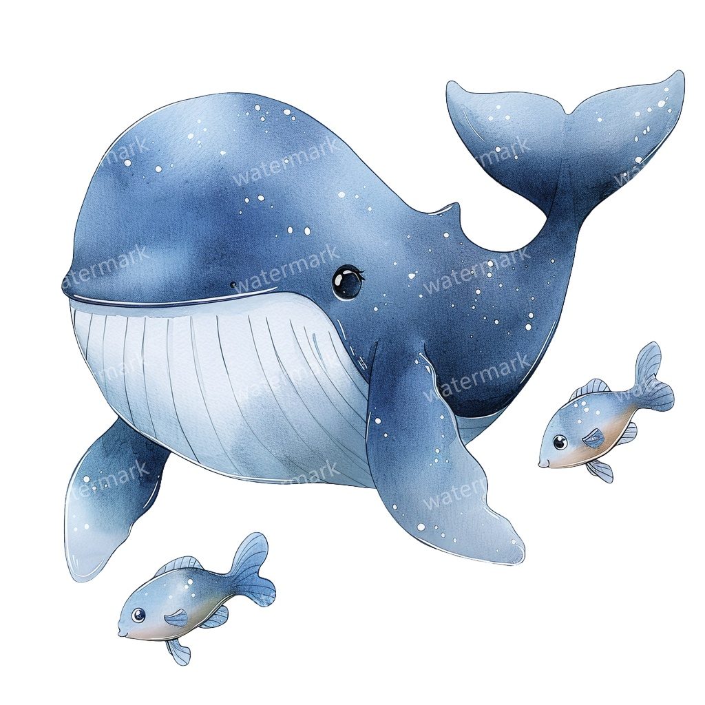 【商用利用可】クジラ(水彩ホエール)クリップアート20点セット|高解像度・透過PNG|印刷OK・コラージュ・ジャンクジャーナル素材|即ダウンロード