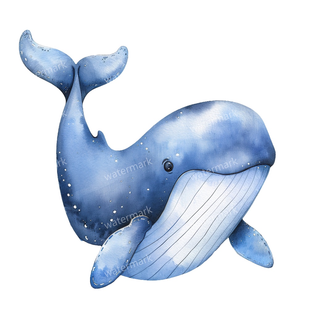 【商用利用可】クジラ(水彩ホエール)クリップアート20点セット|高解像度・透過PNG|印刷OK・コラージュ・ジャンクジャーナル素材|即ダウンロード