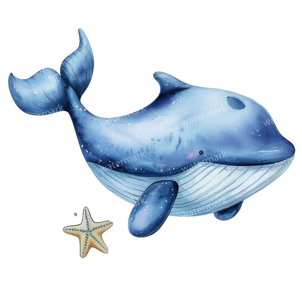 【商用利用可】クジラ(水彩ホエール)クリップアート20点セット|高解像度・透過PNG|印刷OK・コラージュ・ジャンクジャーナル素材|即ダウンロード