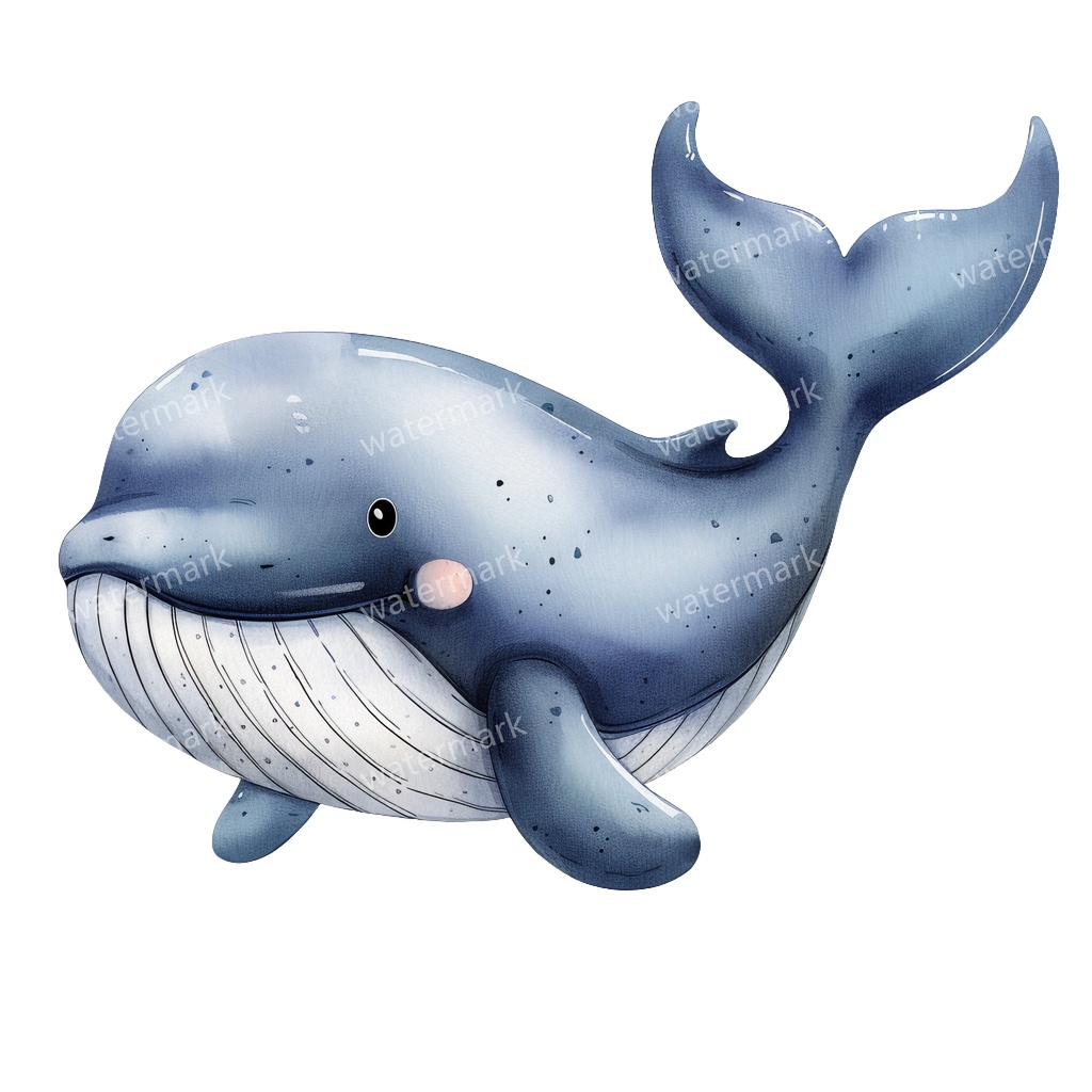 【商用利用可】クジラ（水彩ホエール）クリップアート20点セット｜高解像度・透過PNG｜印刷OK・コラージュ・ジャンクジャーナル素材｜即ダウンロード