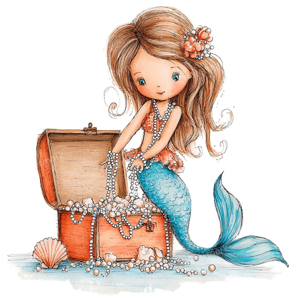 【商用利用可】ベビーマーメイド(水彩人魚の赤ちゃん)クリップアート17点セット|高解像度・透過PNG|印刷OK|コラージュ・ジャンクジャーナル素材|即ダウンロード