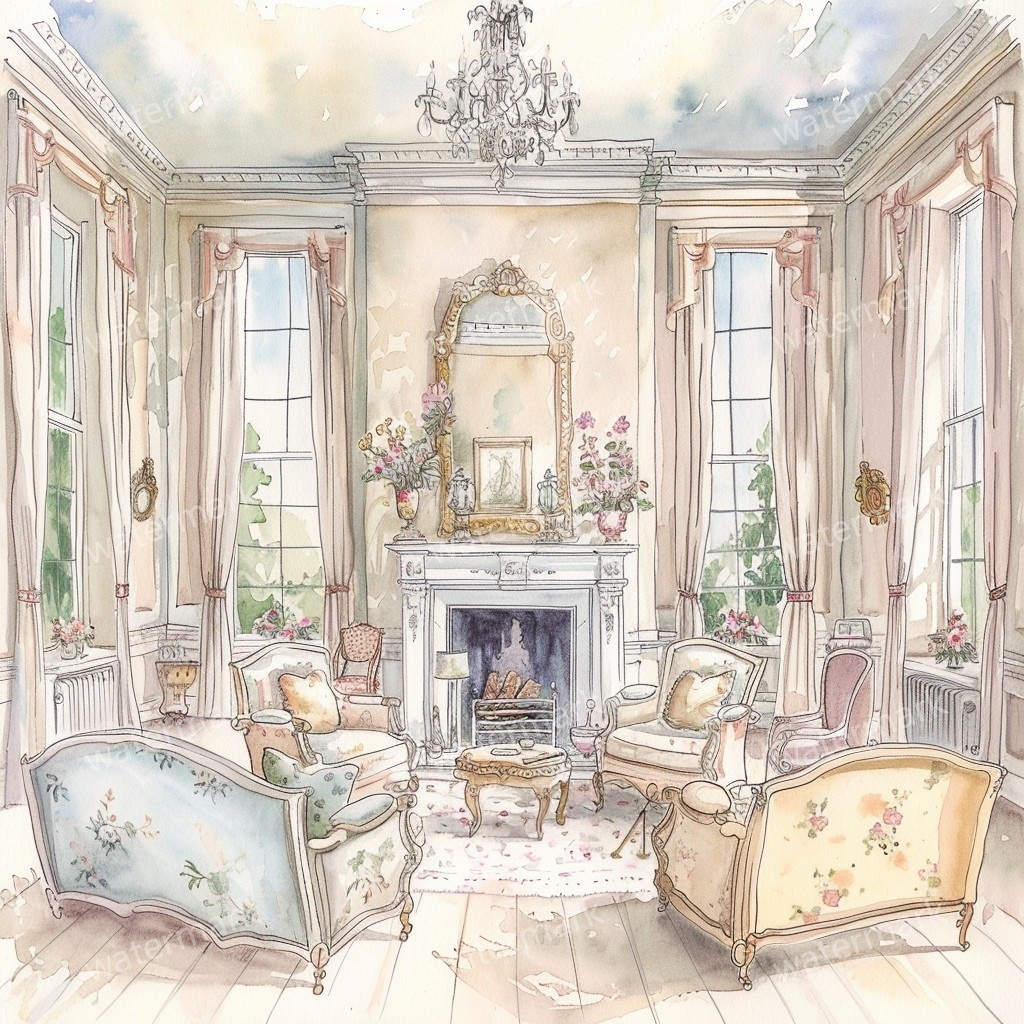 【商用利用可】コージールーム(水彩お部屋)クリップアート22点セット|高解像度JPG|印刷OK|コラージュ・ジャンクジャーナル素材|即ダウンロード