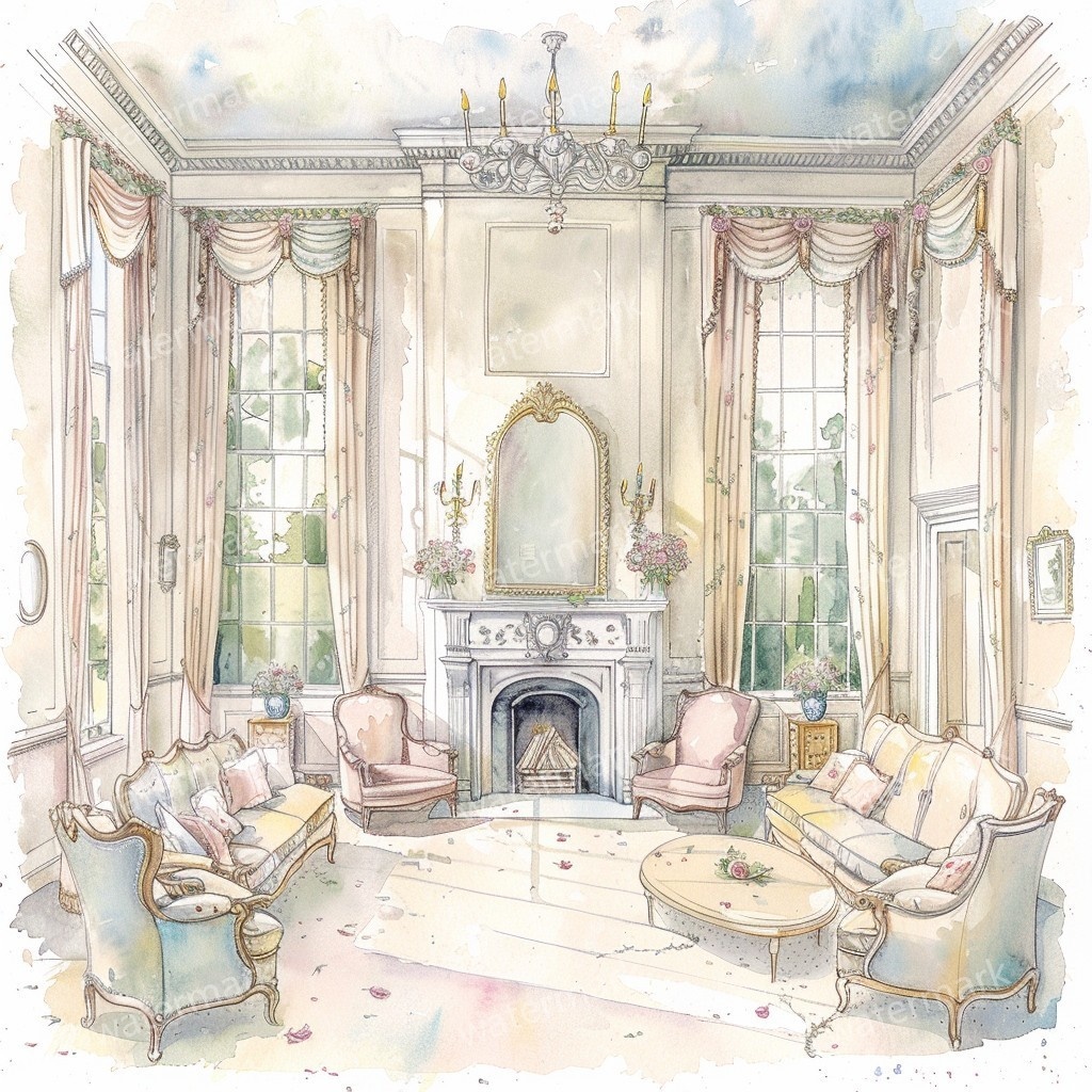 【商用利用可】コージールーム(水彩お部屋)クリップアート22点セット|高解像度JPG|印刷OK|コラージュ・ジャンクジャーナル素材|即ダウンロード