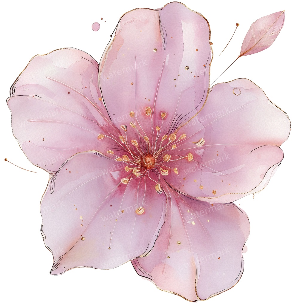 【商用利用可】ピンクフラワー(水彩花)クリップアート20点セット|高解像度・透過PNG|印刷OK|コラージュ・ジャンクジャーナル素材|即ダウンロード