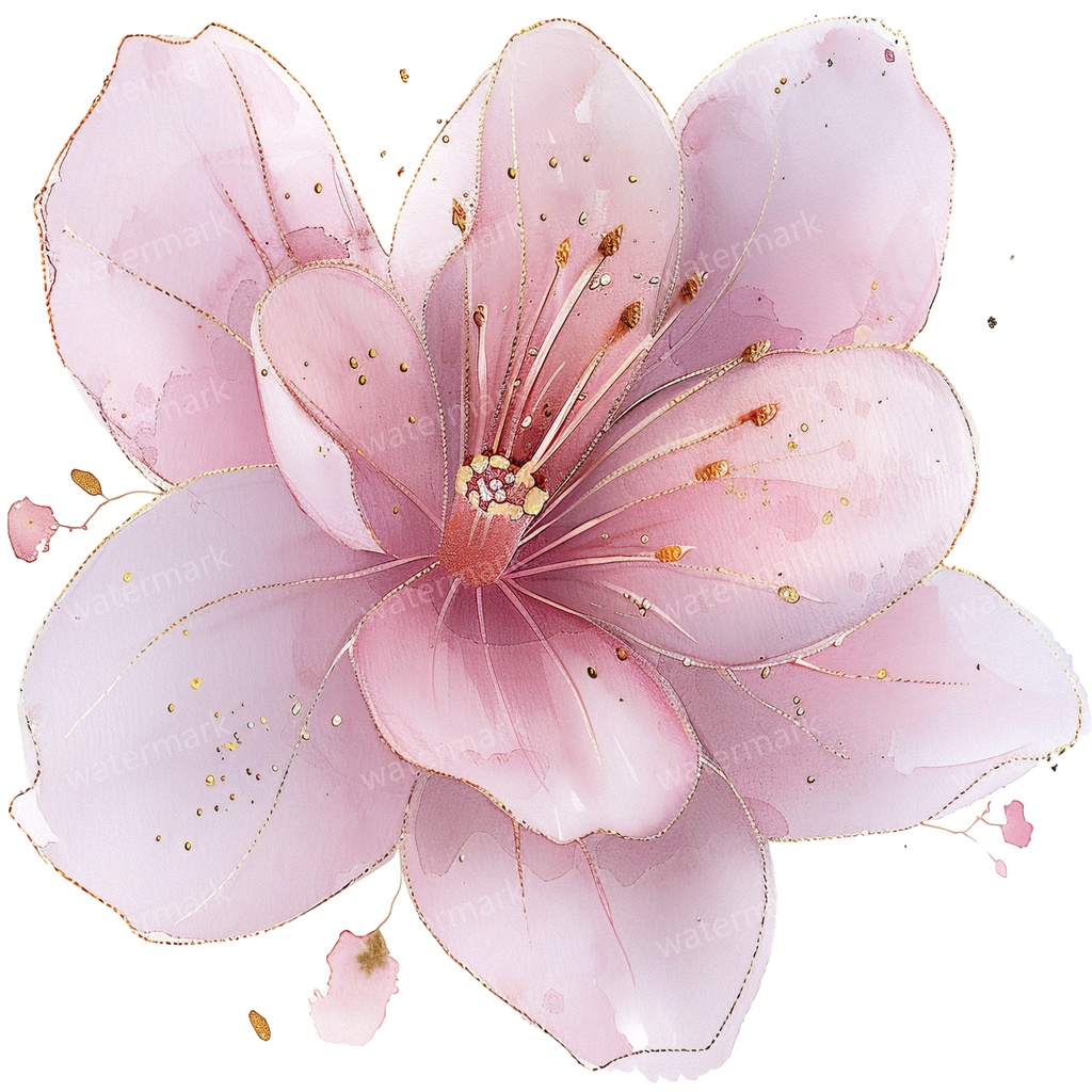 【商用利用可】ピンクフラワー(水彩花)クリップアート20点セット|高解像度・透過PNG|印刷OK|コラージュ・ジャンクジャーナル素材|即ダウンロード