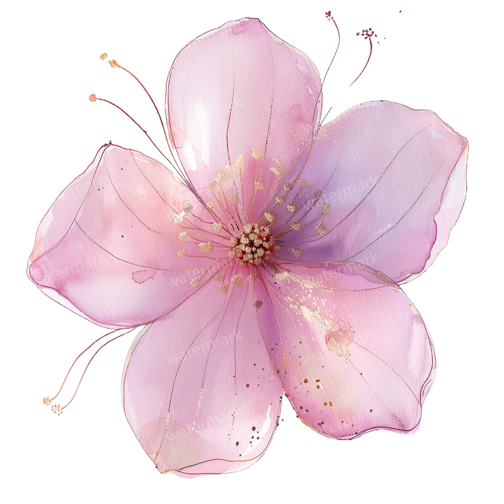 【商用利用可】ピンクフラワー(水彩花)クリップアート20点セット|高解像度・透過PNG|印刷OK|コラージュ・ジャンクジャーナル素材|即ダウンロード