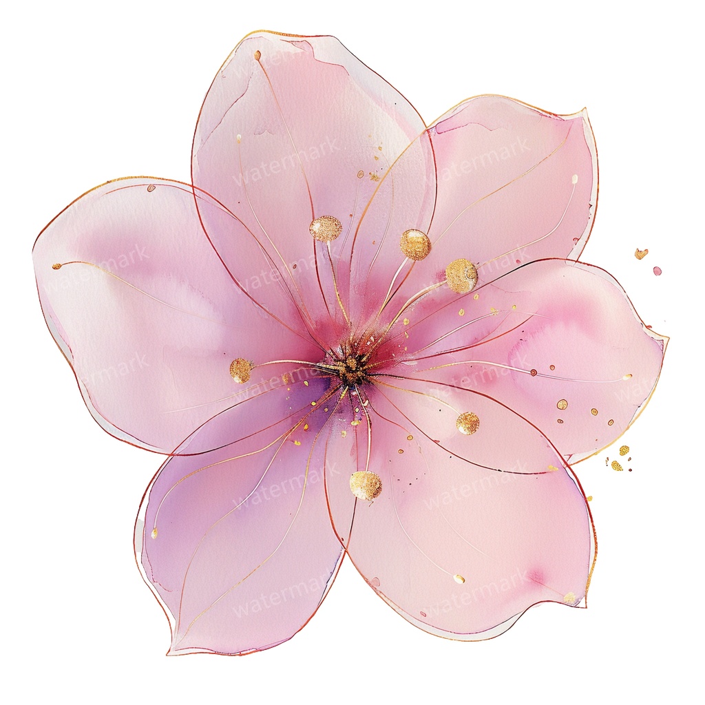 【商用利用可】ピンクフラワー(水彩花)クリップアート20点セット|高解像度・透過PNG|印刷OK|コラージュ・ジャンクジャーナル素材|即ダウンロード