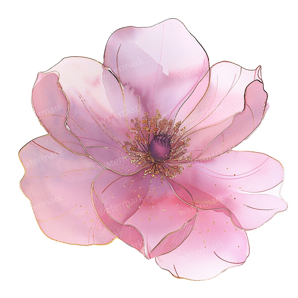 【商用利用可】ピンクフラワー(水彩花)クリップアート20点セット|高解像度・透過PNG|印刷OK|コラージュ・ジャンクジャーナル素材|即ダウンロード