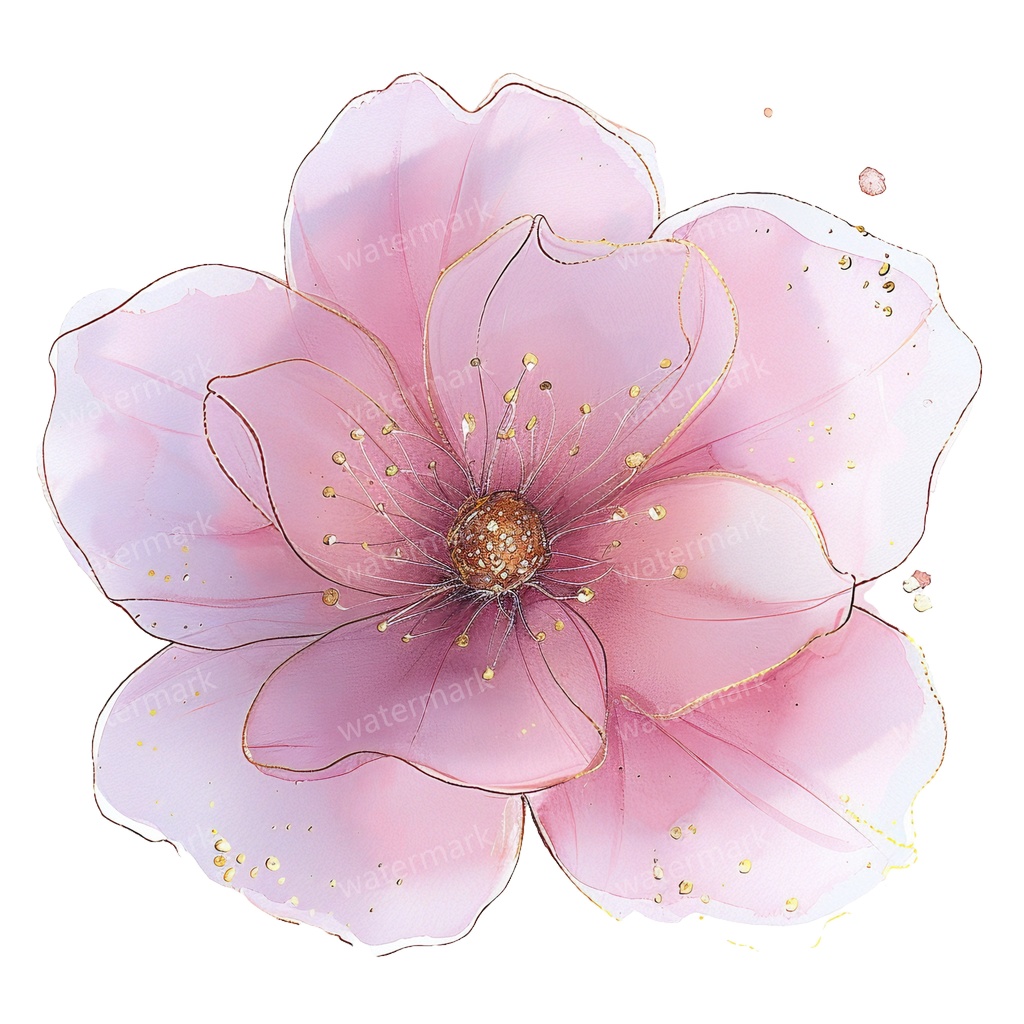 【商用利用可】ピンクフラワー(水彩花)クリップアート20点セット|高解像度・透過PNG|印刷OK|コラージュ・ジャンクジャーナル素材|即ダウンロード