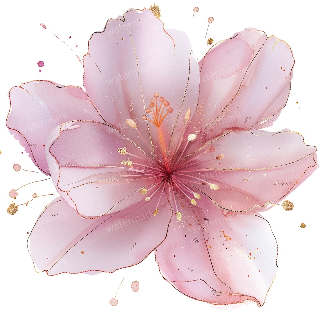 【商用利用可】ピンクフラワー(水彩花)クリップアート20点セット|高解像度・透過PNG|印刷OK|コラージュ・ジャンクジャーナル素材|即ダウンロード