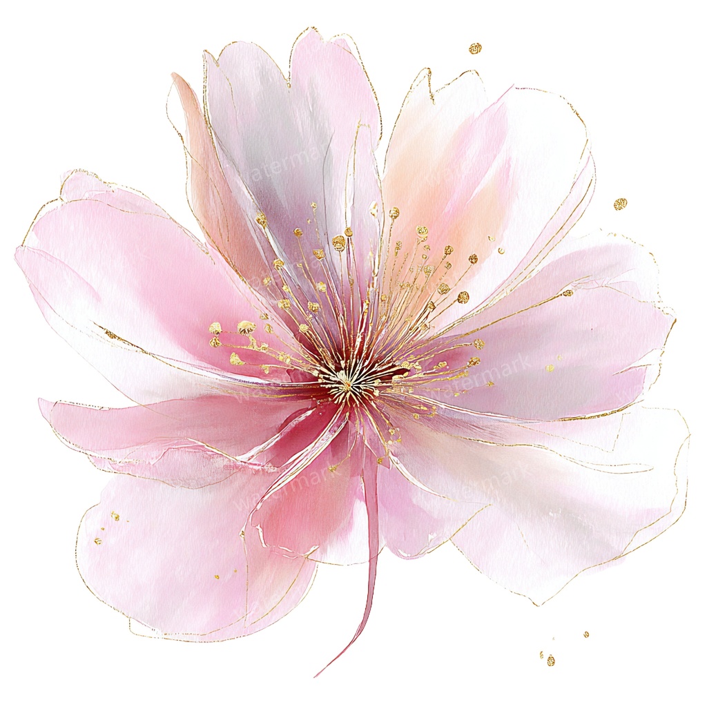 【商用利用可】ピンクフラワー（水彩花）クリップアート20点セット｜高解像度・透過PNG｜印刷OK｜コラージュ・ジャンクジャーナル素材｜即ダウンロード