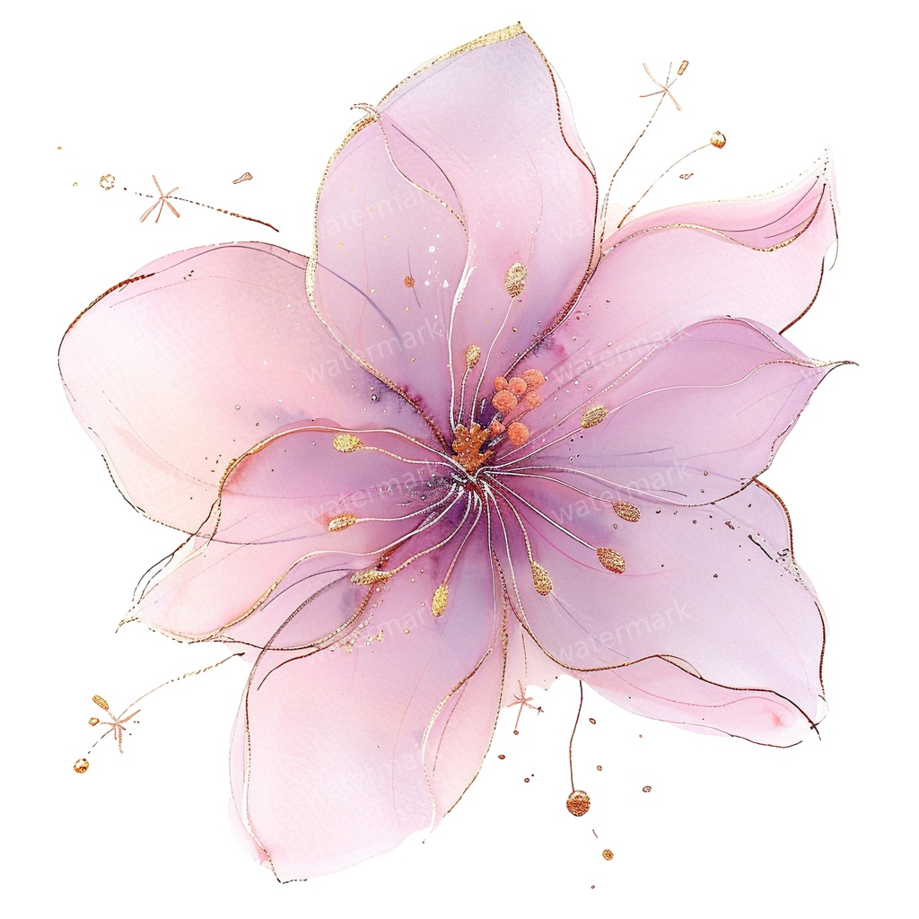 【商用利用可】ピンクフラワー(水彩花)クリップアート20点セット|高解像度・透過PNG|印刷OK|コラージュ・ジャンクジャーナル素材|即ダウンロード