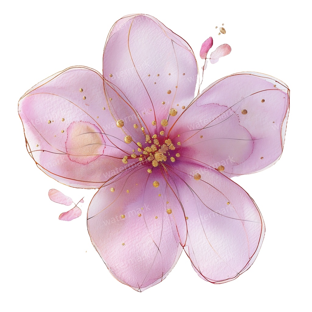 【商用利用可】ピンクフラワー(水彩花)クリップアート20点セット|高解像度・透過PNG|印刷OK|コラージュ・ジャンクジャーナル素材|即ダウンロード