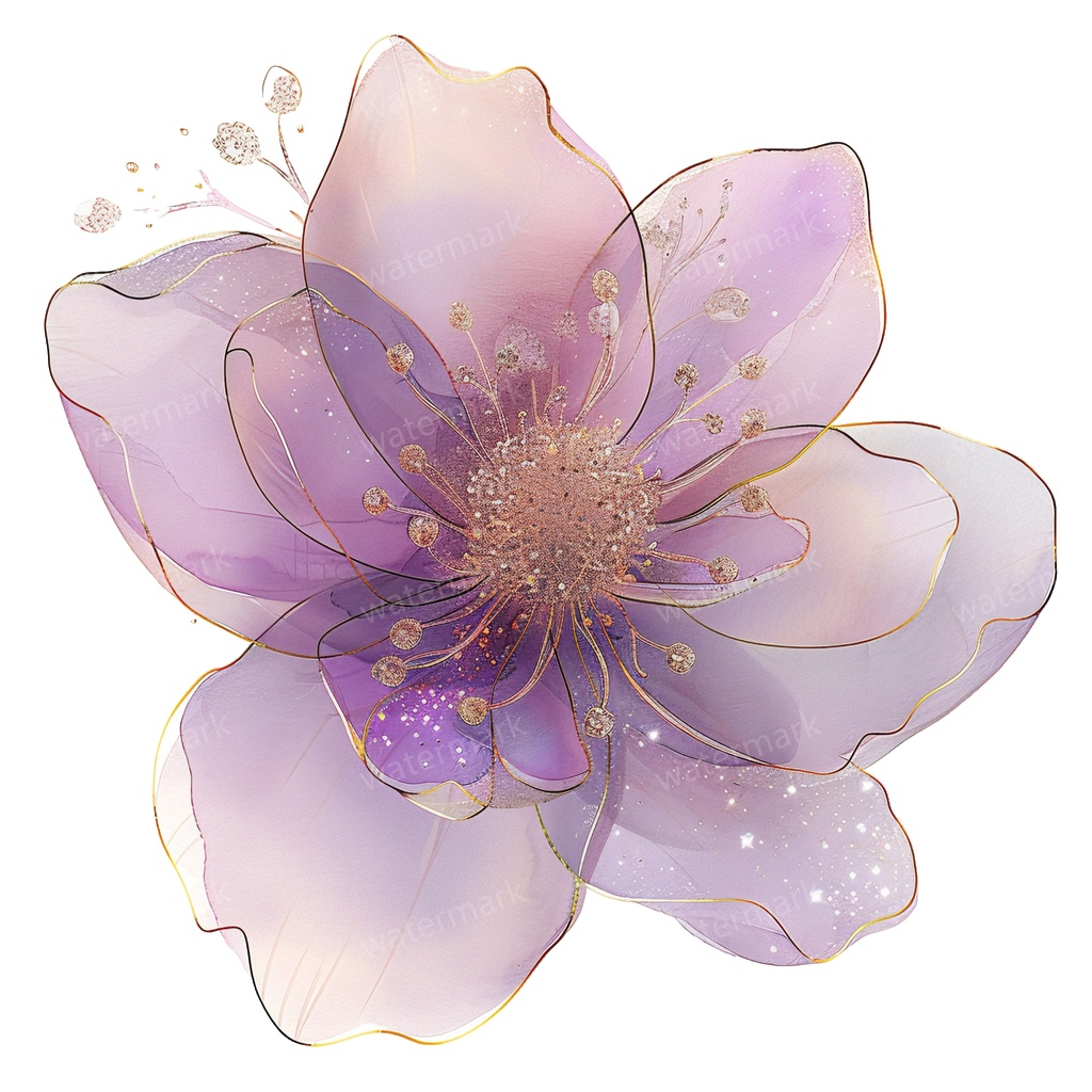 【商用利用可】パープルフラワー(水彩紫の花)クリップアート18点セット|高解像度・透過PNG|印刷OK|コラージュ・ジャンクジャーナル素材|即ダウンロード