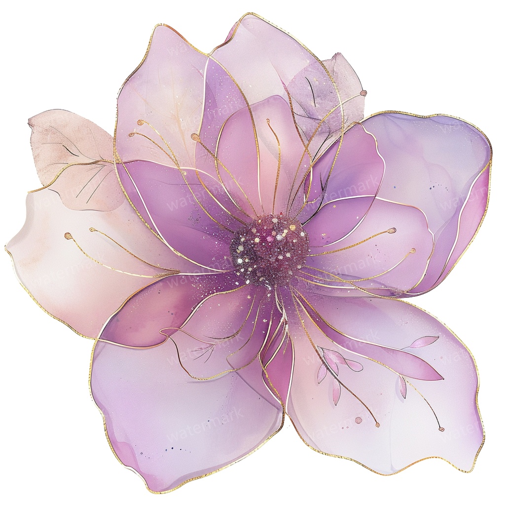 【商用利用可】パープルフラワー(水彩紫の花)クリップアート18点セット|高解像度・透過PNG|印刷OK|コラージュ・ジャンクジャーナル素材|即ダウンロード