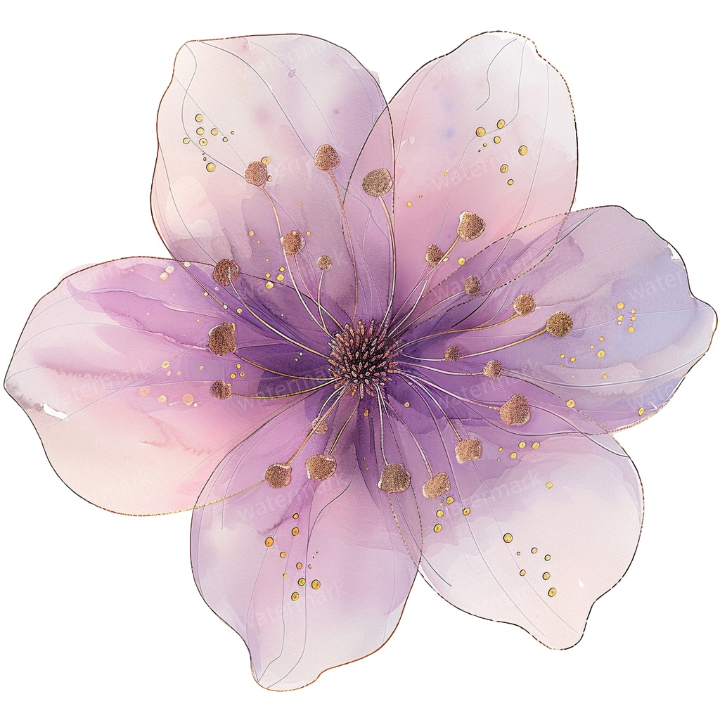 【商用利用可】パープルフラワー(水彩紫の花)クリップアート18点セット|高解像度・透過PNG|印刷OK|コラージュ・ジャンクジャーナル素材|即ダウンロード