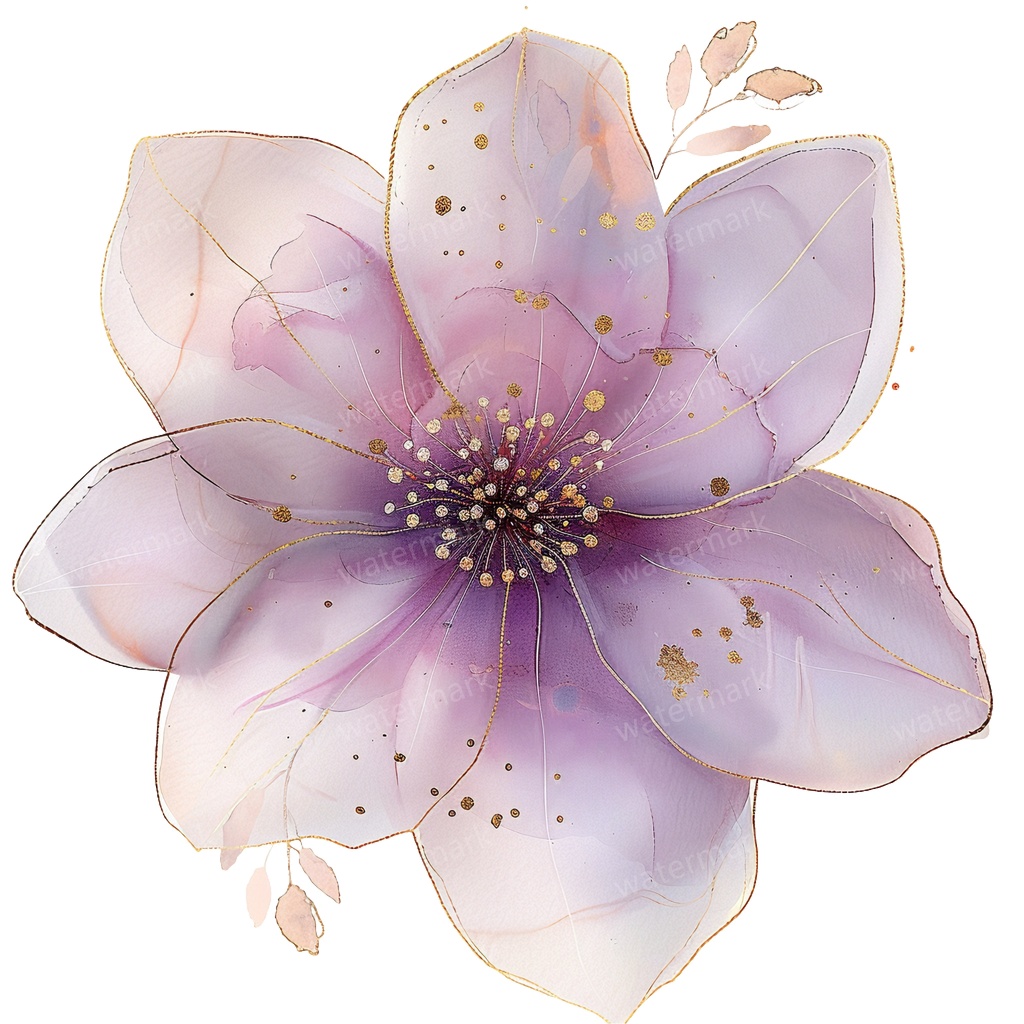 【商用利用可】パープルフラワー(水彩紫の花)クリップアート18点セット|高解像度・透過PNG|印刷OK|コラージュ・ジャンクジャーナル素材|即ダウンロード