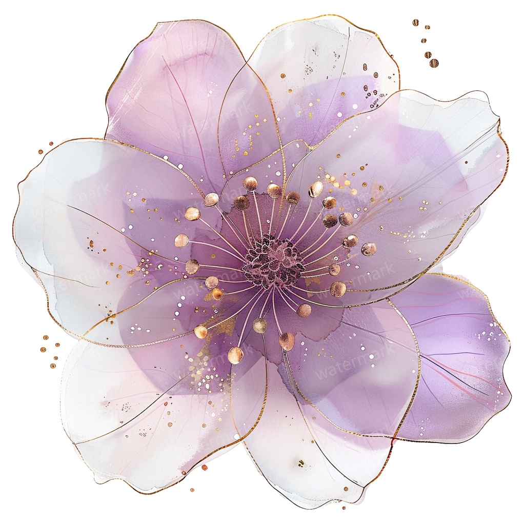 【商用利用可】パープルフラワー(水彩紫の花)クリップアート18点セット|高解像度・透過PNG|印刷OK|コラージュ・ジャンクジャーナル素材|即ダウンロード