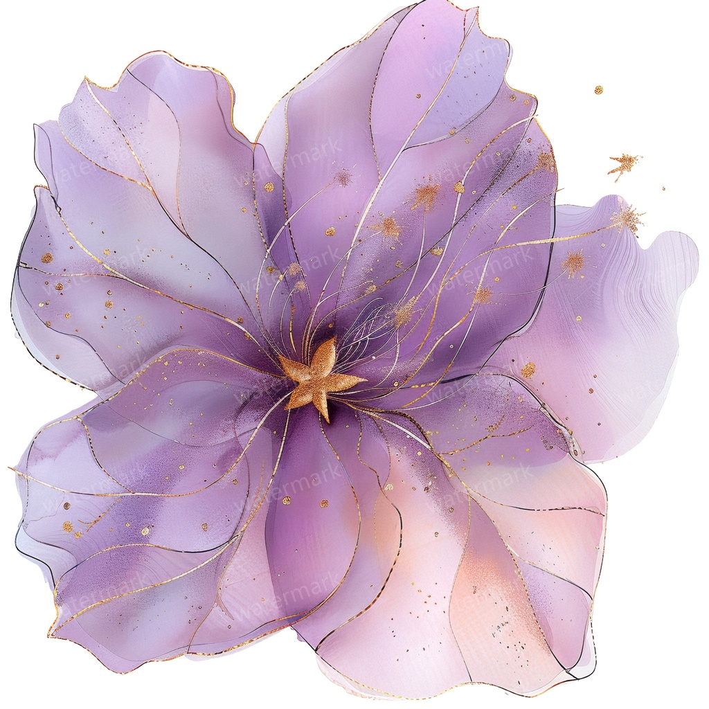 【商用利用可】パープルフラワー(水彩紫の花)クリップアート18点セット|高解像度・透過PNG|印刷OK|コラージュ・ジャンクジャーナル素材|即ダウンロード