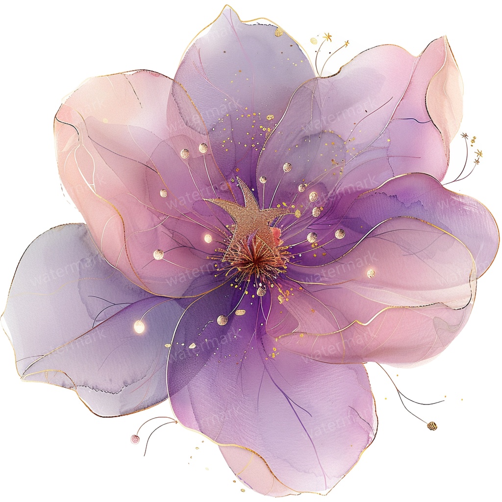 【商用利用可】パープルフラワー(水彩紫の花)クリップアート18点セット|高解像度・透過PNG|印刷OK|コラージュ・ジャンクジャーナル素材|即ダウンロード