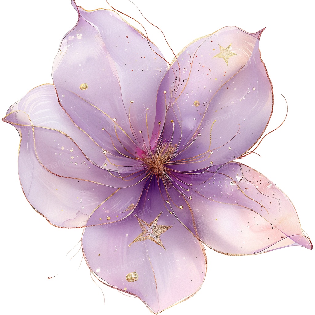 【商用利用可】パープルフラワー(水彩紫の花)クリップアート18点セット|高解像度・透過PNG|印刷OK|コラージュ・ジャンクジャーナル素材|即ダウンロード