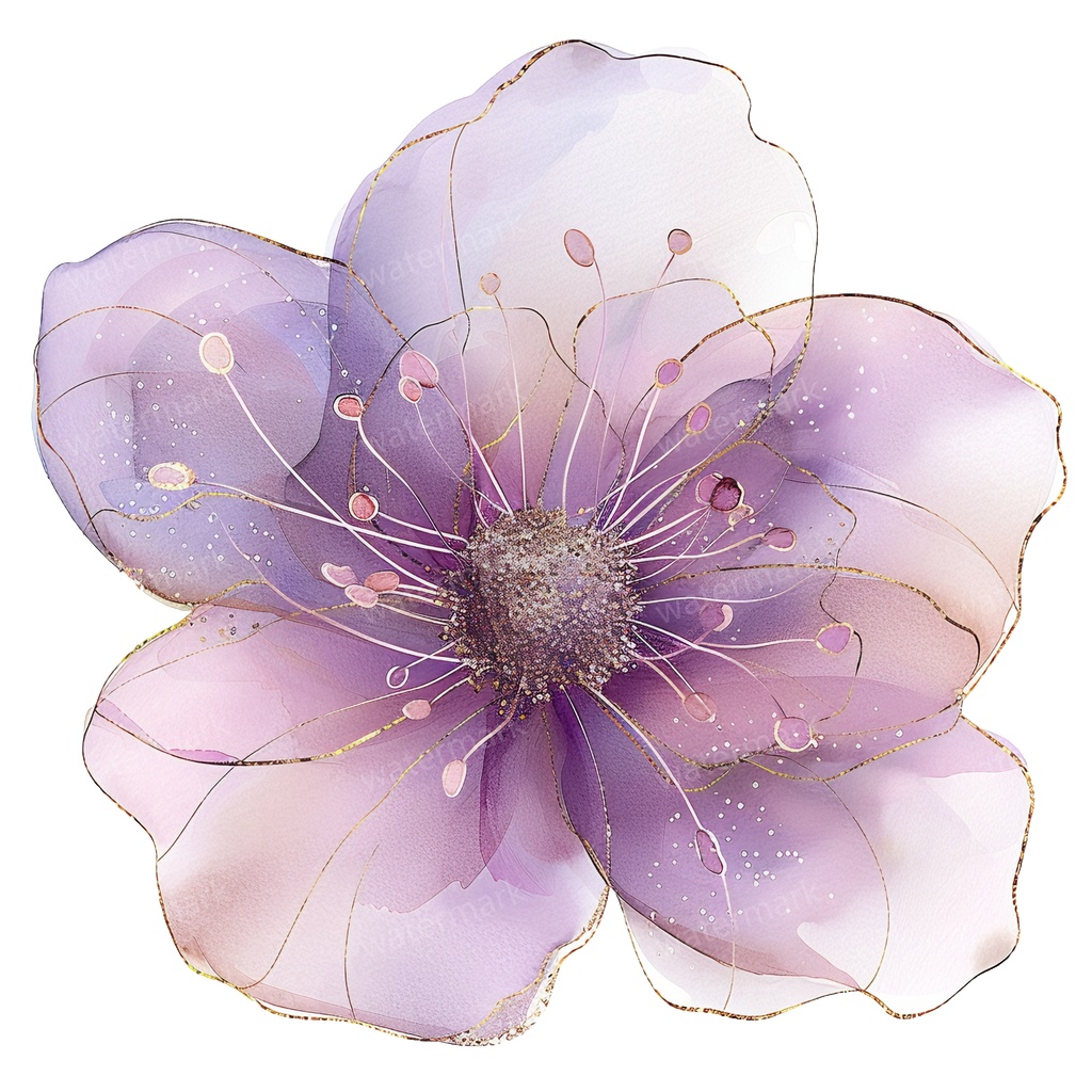 【商用利用可】パープルフラワー(水彩紫の花)クリップアート18点セット|高解像度・透過PNG|印刷OK|コラージュ・ジャンクジャーナル素材|即ダウンロード