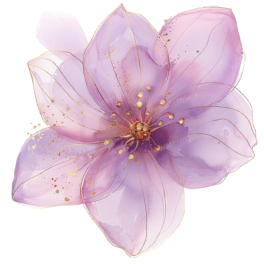 【商用利用可】パープルフラワー(水彩紫の花)クリップアート18点セット|高解像度・透過PNG|印刷OK|コラージュ・ジャンクジャーナル素材|即ダウンロード