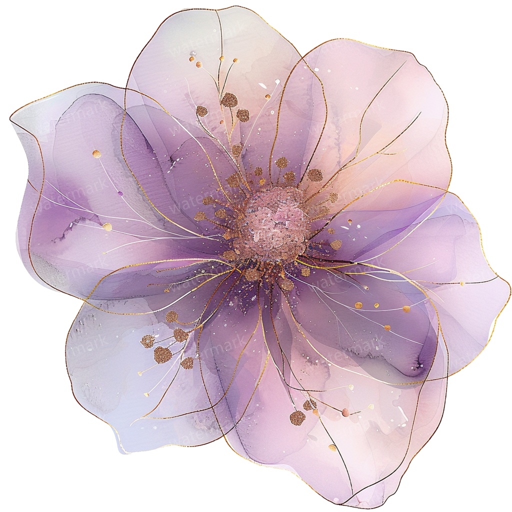 【商用利用可】パープルフラワー（水彩紫の花）クリップアート18点セット｜高解像度・透過PNG｜印刷OK｜コラージュ・ジャンクジャーナル素材｜即ダウンロード