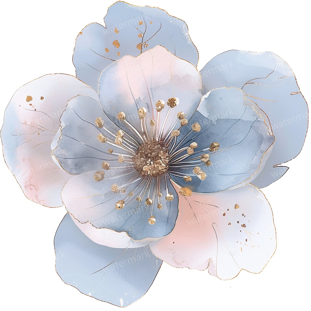 【商用利用可】ブルーフラワー(水彩青い花)クリップアート20点セット|高解像度・透過PNG|印刷OK|コラージュ・ジャンクジャーナル素材|即ダウンロード