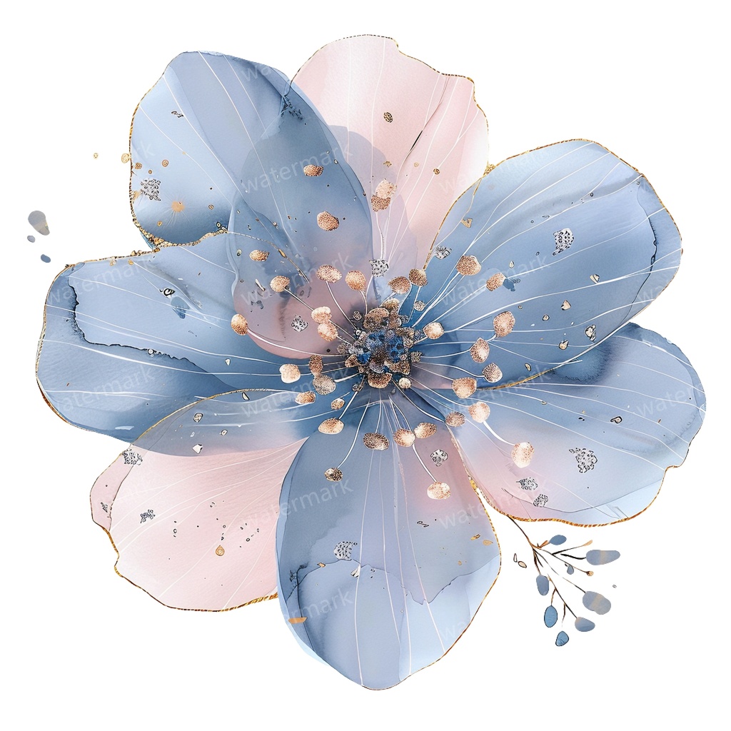 【商用利用可】ブルーフラワー(水彩青い花)クリップアート20点セット|高解像度・透過PNG|印刷OK|コラージュ・ジャンクジャーナル素材|即ダウンロード