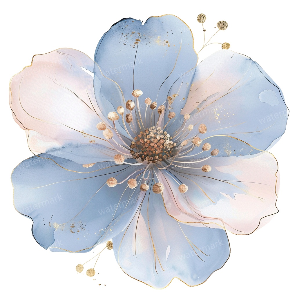 【商用利用可】ブルーフラワー(水彩青い花)クリップアート20点セット|高解像度・透過PNG|印刷OK|コラージュ・ジャンクジャーナル素材|即ダウンロード