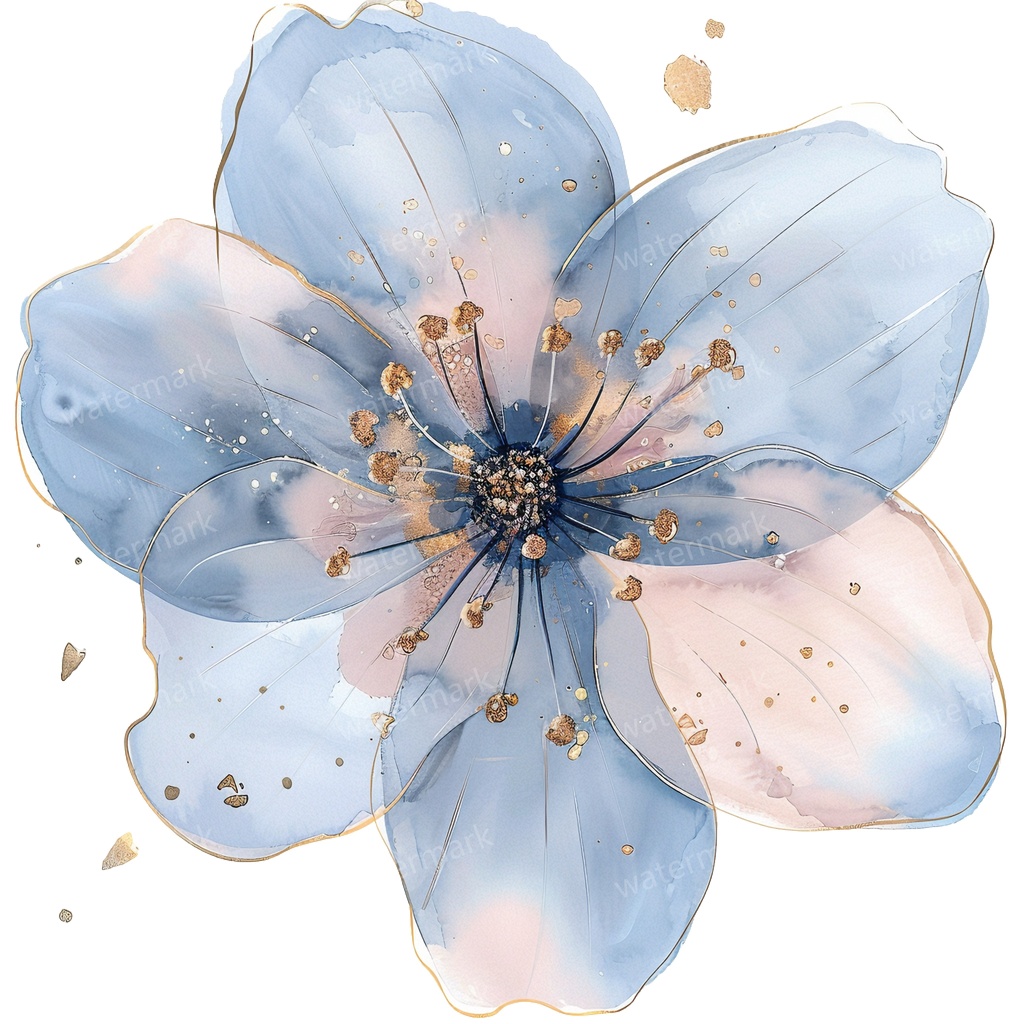 【商用利用可】ブルーフラワー(水彩青い花)クリップアート20点セット|高解像度・透過PNG|印刷OK|コラージュ・ジャンクジャーナル素材|即ダウンロード