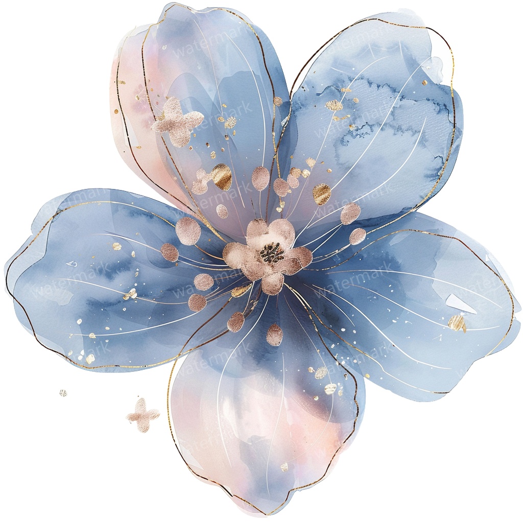 【商用利用可】ブルーフラワー(水彩青い花)クリップアート20点セット|高解像度・透過PNG|印刷OK|コラージュ・ジャンクジャーナル素材|即ダウンロード