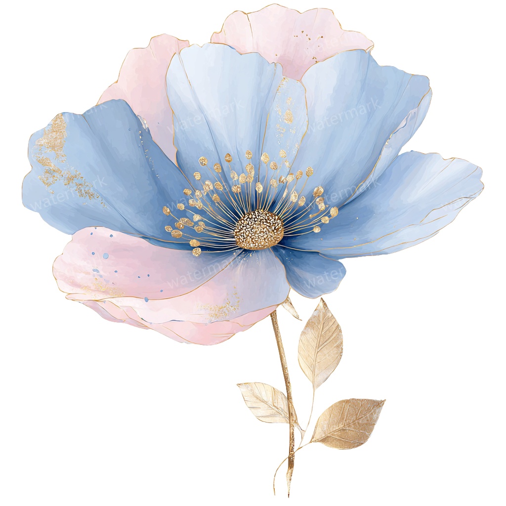 【商用利用可】ブルーフラワー(水彩青い花)クリップアート20点セット|高解像度・透過PNG|印刷OK|コラージュ・ジャンクジャーナル素材|即ダウンロード