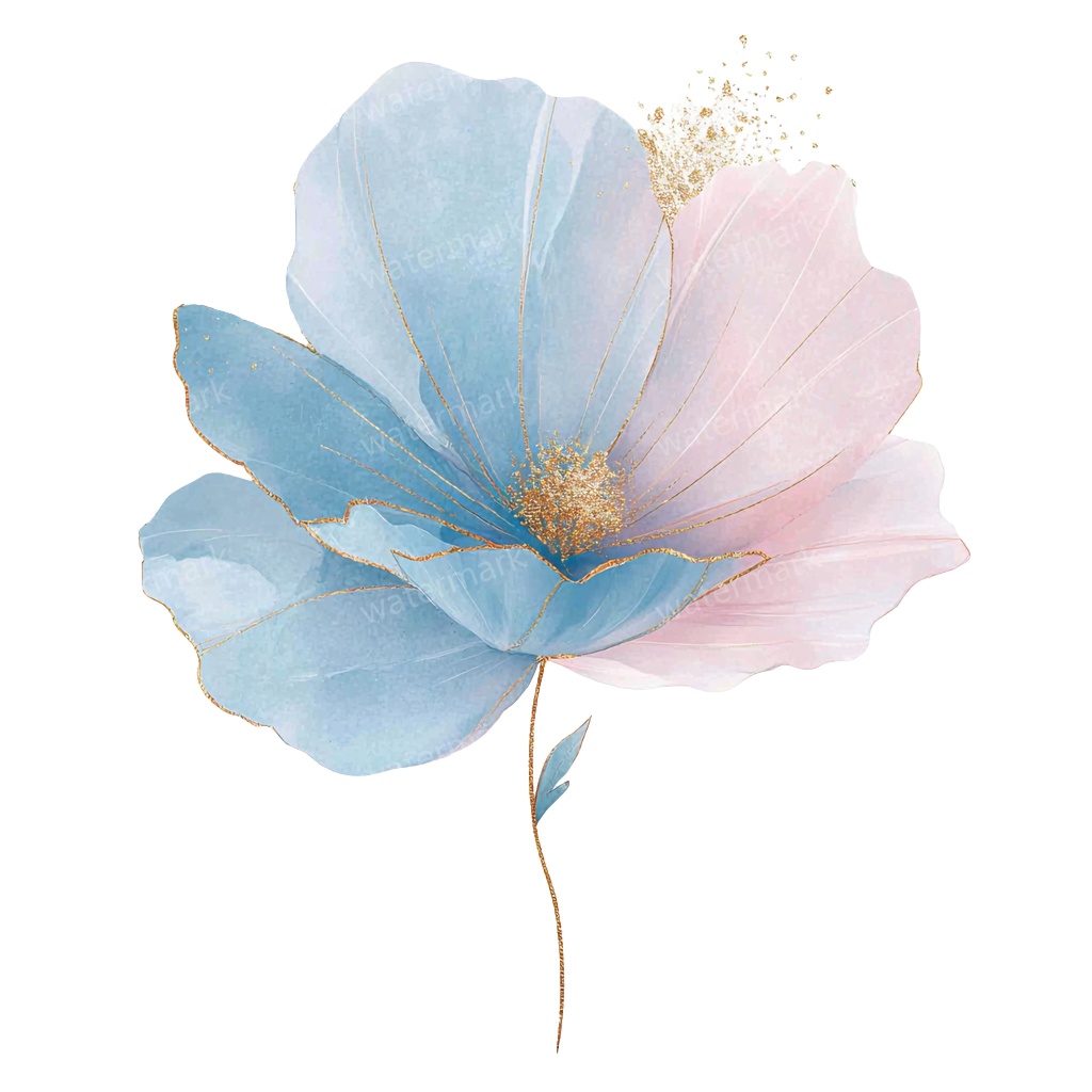 【商用利用可】ブルーフラワー(水彩青い花)クリップアート20点セット|高解像度・透過PNG|印刷OK|コラージュ・ジャンクジャーナル素材|即ダウンロード