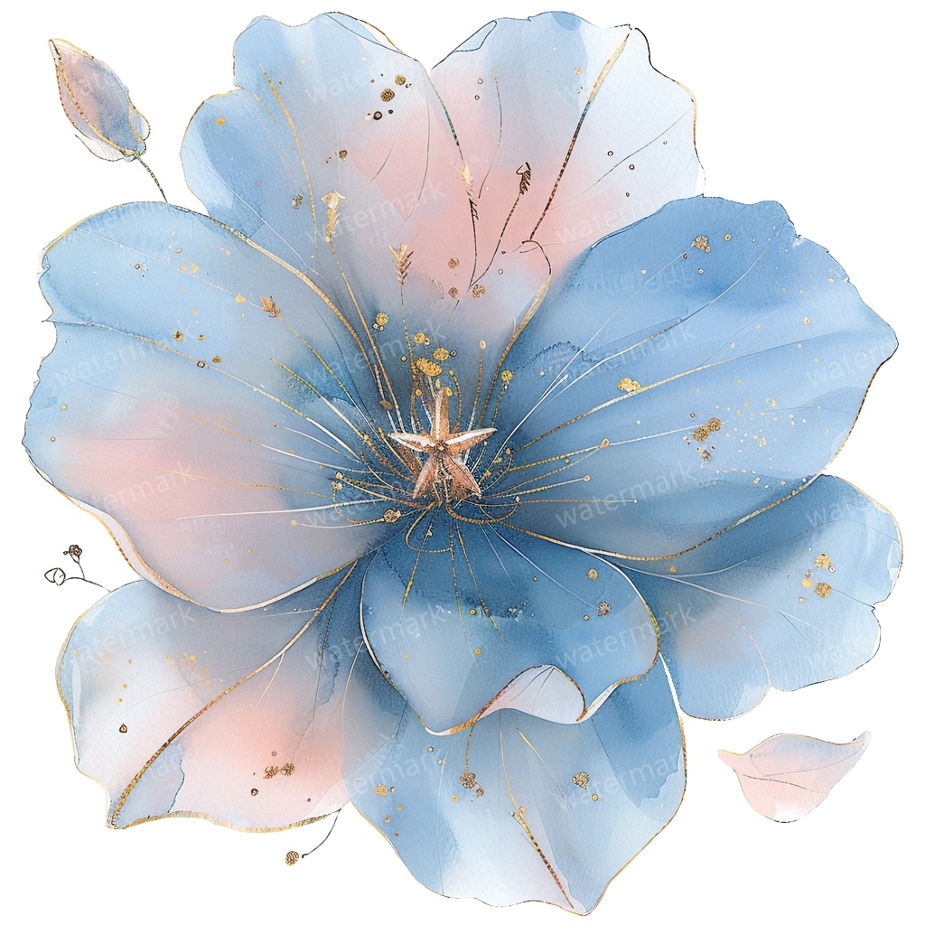 【商用利用可】ブルーフラワー(水彩青い花)クリップアート20点セット|高解像度・透過PNG|印刷OK|コラージュ・ジャンクジャーナル素材|即ダウンロード