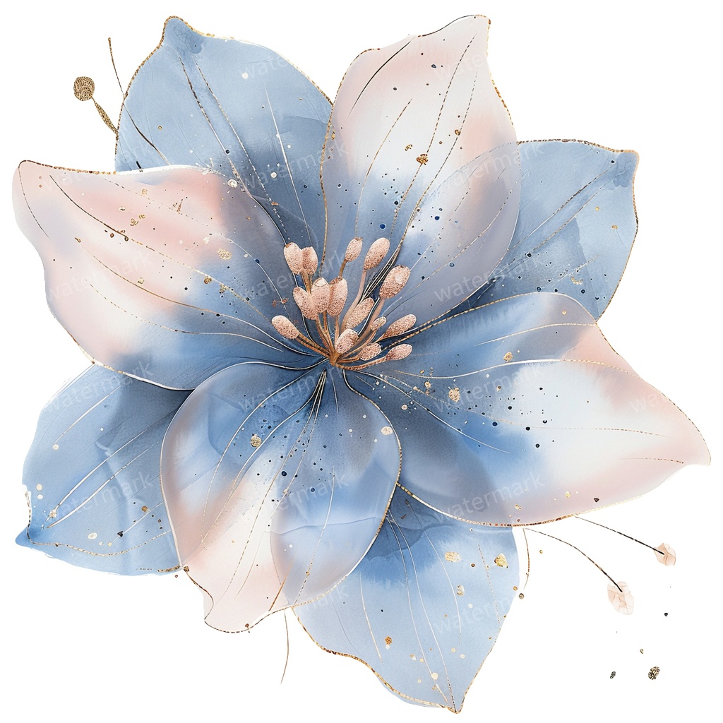 【商用利用可】ブルーフラワー(水彩青い花)クリップアート20点セット|高解像度・透過PNG|印刷OK|コラージュ・ジャンクジャーナル素材|即ダウンロード