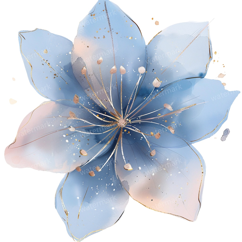 【商用利用可】ブルーフラワー(水彩青い花)クリップアート20点セット|高解像度・透過PNG|印刷OK|コラージュ・ジャンクジャーナル素材|即ダウンロード