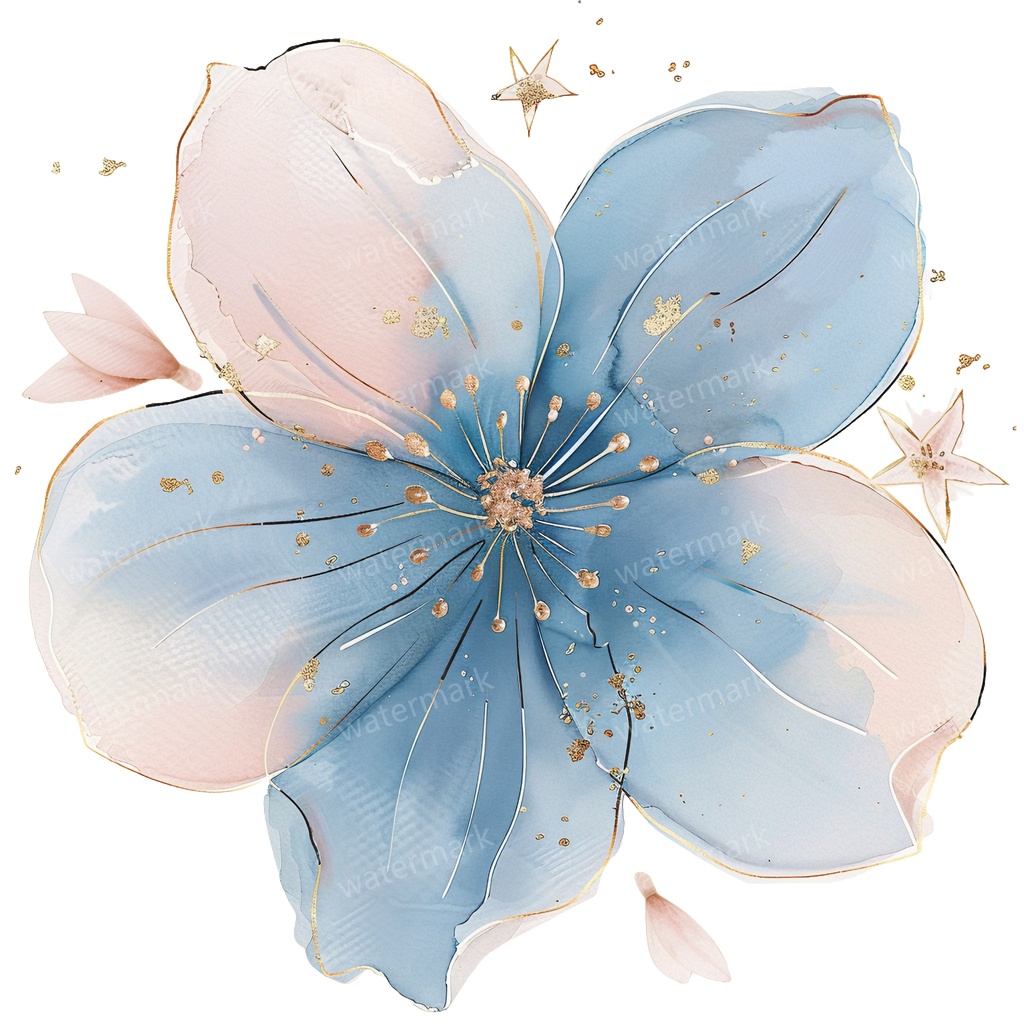 【商用利用可】ブルーフラワー(水彩青い花)クリップアート20点セット|高解像度・透過PNG|印刷OK|コラージュ・ジャンクジャーナル素材|即ダウンロード