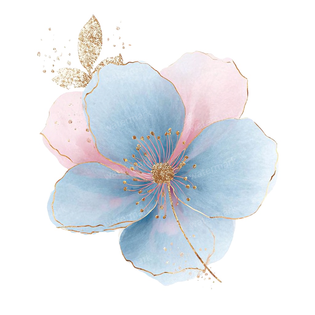 【商用利用可】ブルーフラワー(水彩青い花)クリップアート20点セット|高解像度・透過PNG|印刷OK|コラージュ・ジャンクジャーナル素材|即ダウンロード