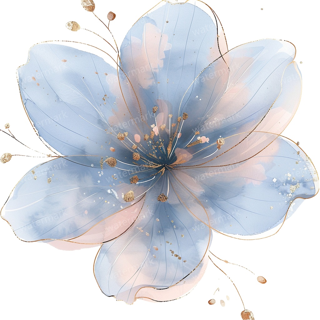 【商用利用可】ブルーフラワー(水彩青い花)クリップアート20点セット|高解像度・透過PNG|印刷OK|コラージュ・ジャンクジャーナル素材|即ダウンロード