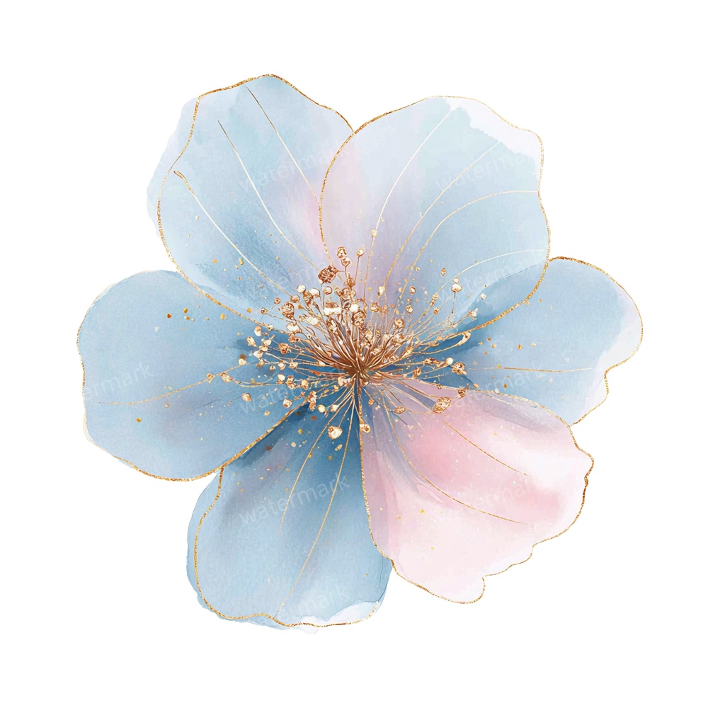 【商用利用可】ブルーフラワー(水彩青い花)クリップアート20点セット|高解像度・透過PNG|印刷OK|コラージュ・ジャンクジャーナル素材|即ダウンロード