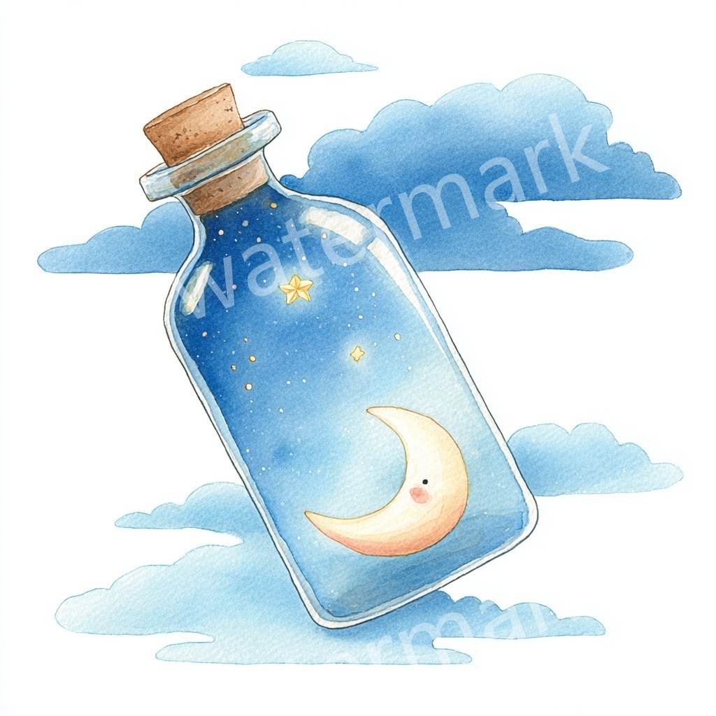 【商用利用可】メッセージボトル(水彩ガラス瓶)クリップアート18点セット|高解像度・透過PNG|印刷OK|コラージュ・ジャンクジャーナル素材|即ダウンロード