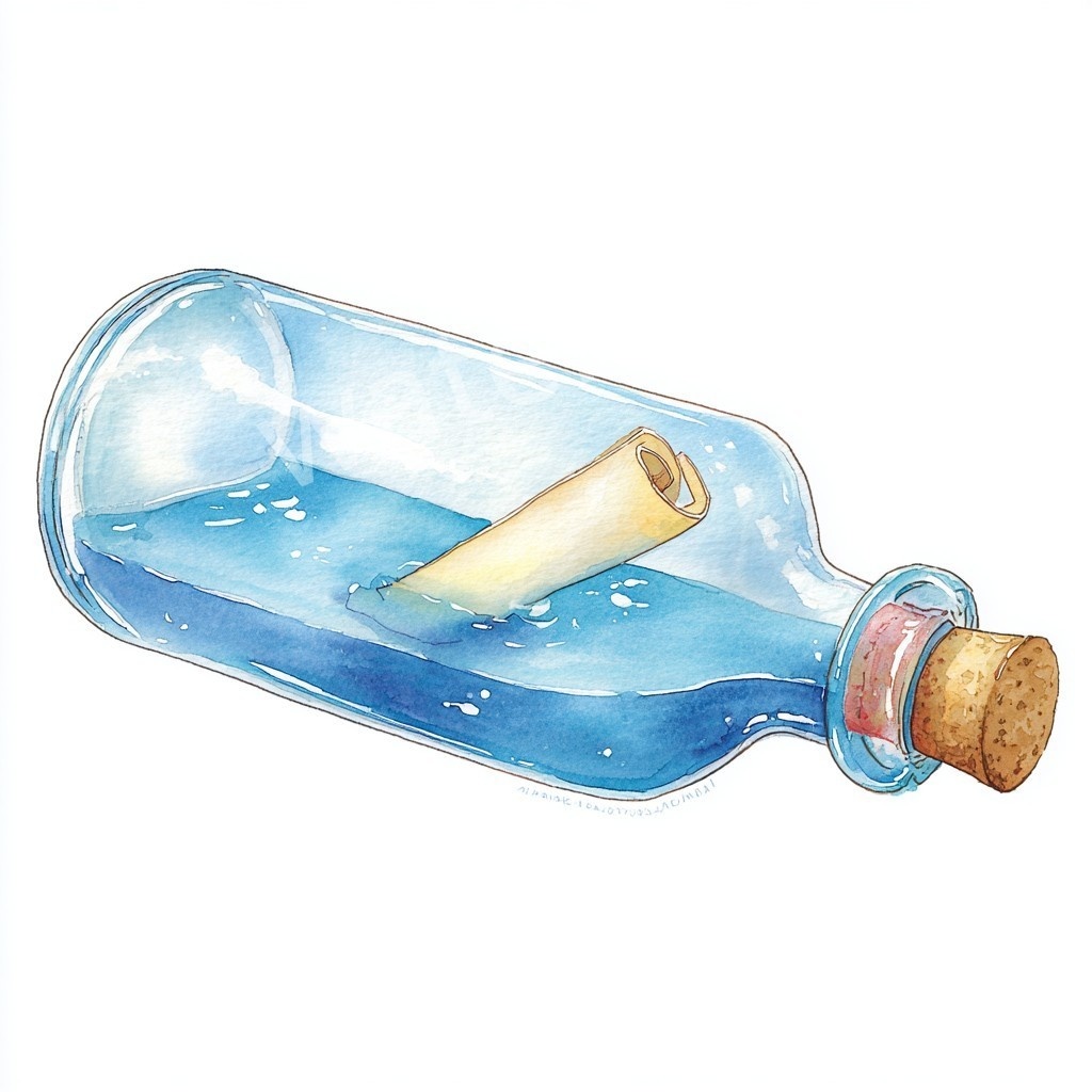 【商用利用可】メッセージボトル(水彩ガラス瓶)クリップアート18点セット|高解像度・透過PNG|印刷OK|コラージュ・ジャンクジャーナル素材|即ダウンロード